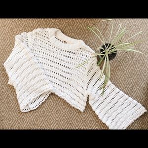 Free People Crochet Cropped Sweater